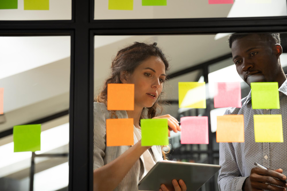 diverse employees working together